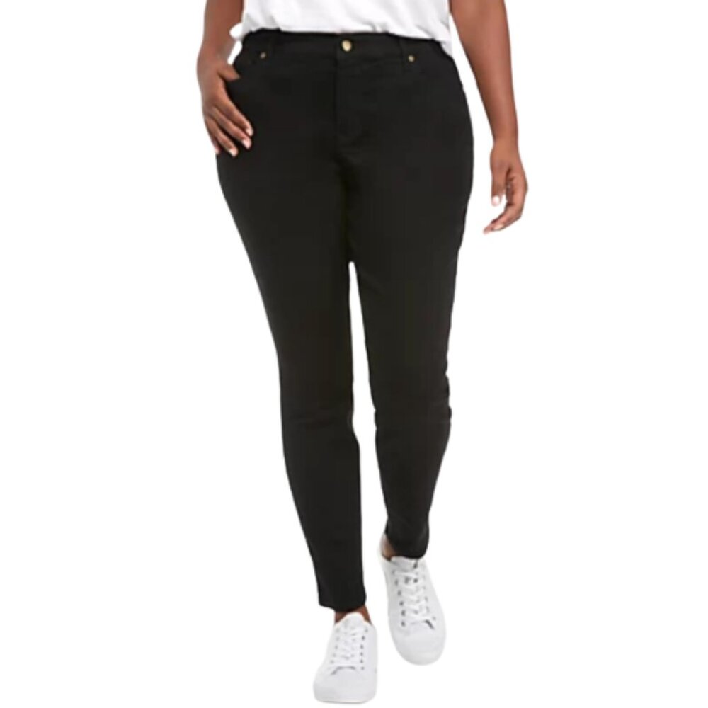 Crown & Ivy Curvy Black Skinny Jeans Denim Plus Cotton Style 30044721